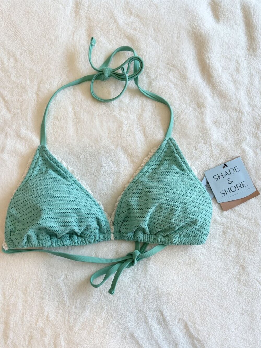 NWT Shade & Shore Seafoam Green Triangle Bikini Top - Size: Large